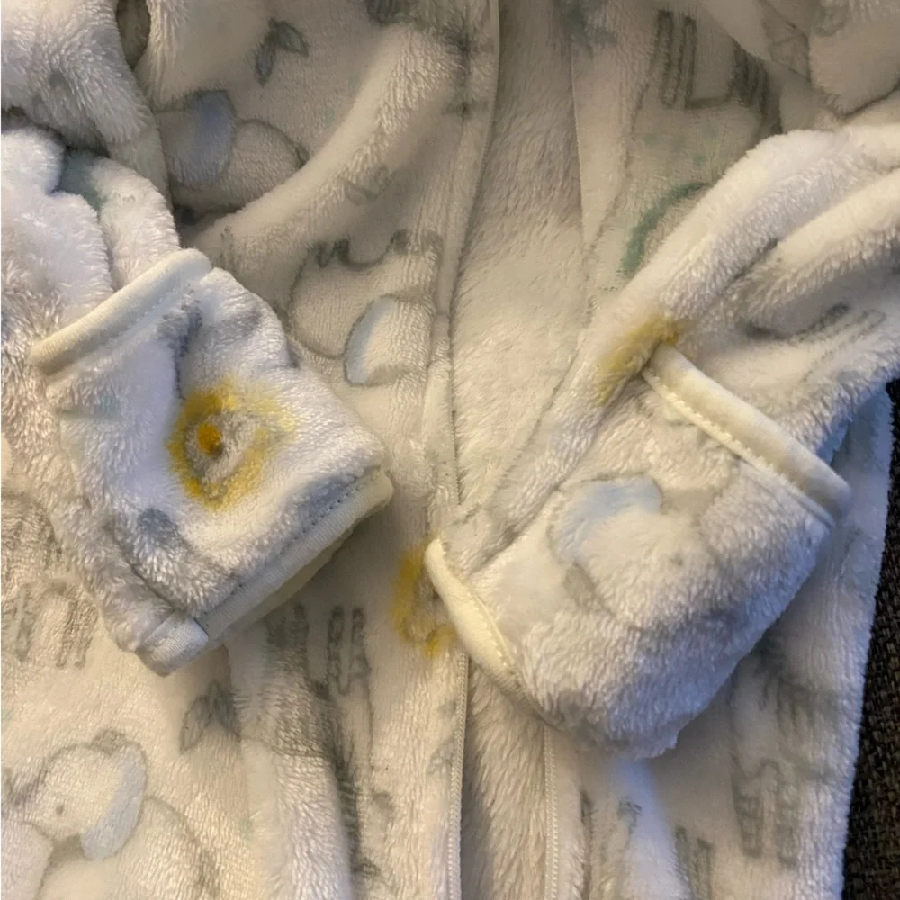 Little Beginnings White Zoo Animal Zip Up Pram Footie Pajamas Baby Boy 3 - 6 M